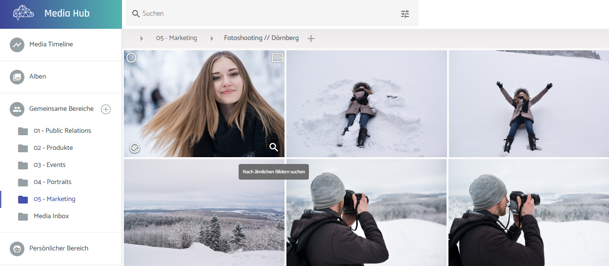 Screenshot: ähnliche Bilder suchen - mit der professionellen Bildverwaltung von teamnext
