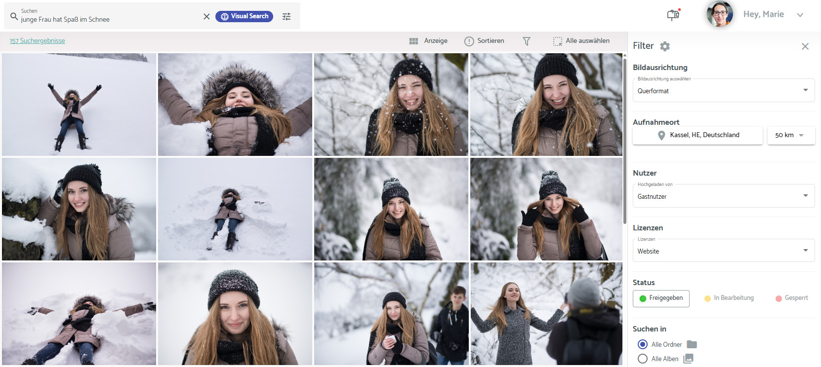 Screenshot - Visual Search in Kombination mit Suchfiltern