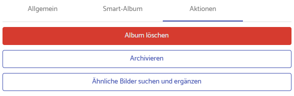 Screenshot: Album löschen oder archivieren